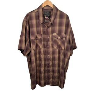 Dixxon Flannel Shirt The Wyatt Plaid Brown Button Up Bamboo Pearl Men 3X Western